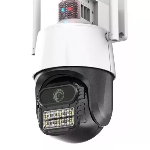 Vonkajšia bezpečnostná kamera Titan 360' 5 MP WiFi PTZ – iCSee, nočné videnie, sledovanie pohybu, IP66 – bielo-čierna