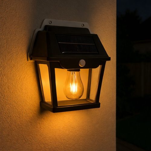 Napelemes, mozgásérzékelős kültéri világítás