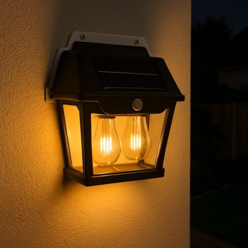 Dupla LED-es, napelemes, mozgásérzékelős kültéri világítás