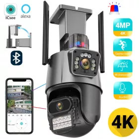   Vonkajšia bezpečnostná kamera Titan 360' 8 MP 4K WiFi PTZ V1 – iCSee, nočné videnie, sledovanie pohybu, IP66 – šedá-čierna