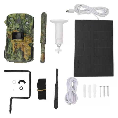 4G SIM napelemes vadkamera élőkép, PIR mozgásérzékelő, QHD videó, éjszakai mód