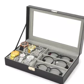 Elegantná hodinky a puzdro na okuliare 9 priehradkami.