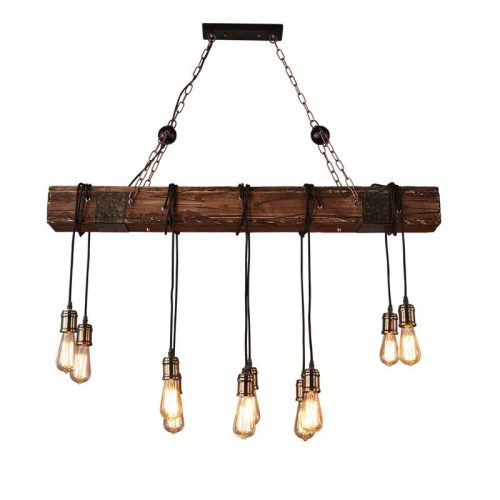 Vintage Loft štýlový drevený LED svetelný rad