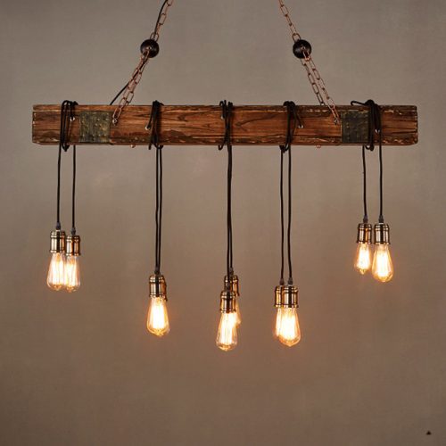 Vintage Loft štýlový drevený LED svetelný rad