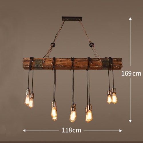 Vintage Loft štýlový drevený LED svetelný rad