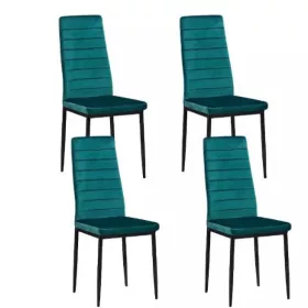   Zelená jedovatá stolička do obývačky/jedálne, 4 kusy, čierne nohy.
