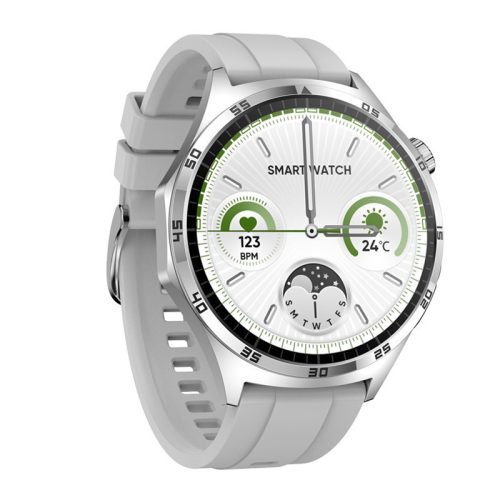 Laxasfit GT4 Pro strieborné inteligentné hodinky - šedý silikónový remienok s maďarským menu