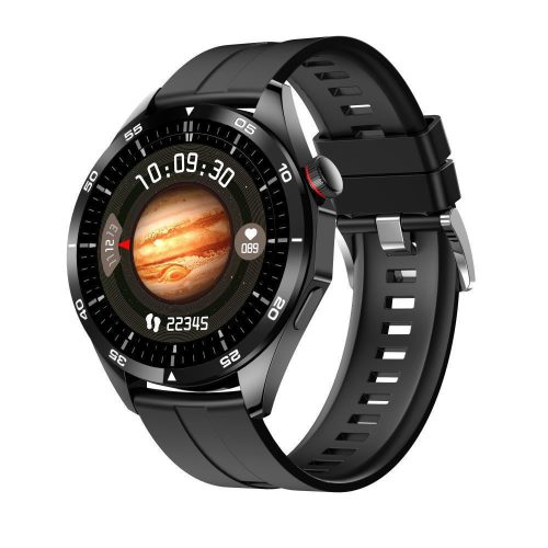 Laxasfit GT4 Pro čierne inteligentné hodinky, čierny silikónový remienok, maďarské menu