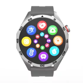   Laxasfit GT4 inteligentné hodinky striebornej farby s šedým silikonovým remienkom - Meranie pulzu, krvného tlaku, obsahu kyslíka v krvi