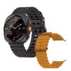 V bunke je text: A25 Ultra Smartwatch čierny ciferník - oranžový, čierny silikónový remienok