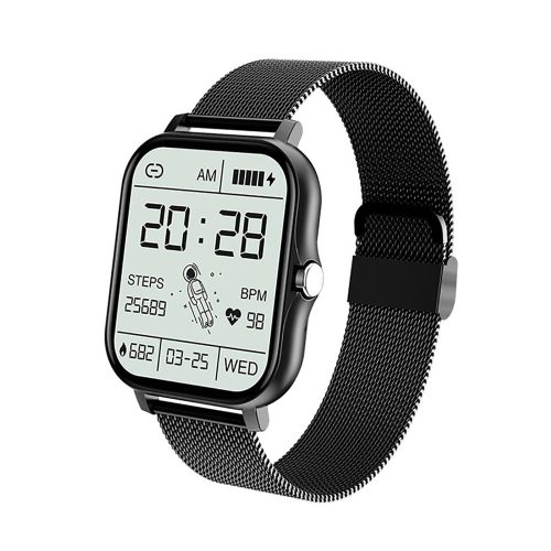 Inteligentné hodinky Lige čiernej farby so slovenským jazykovým nastavením a darčekový remienok.