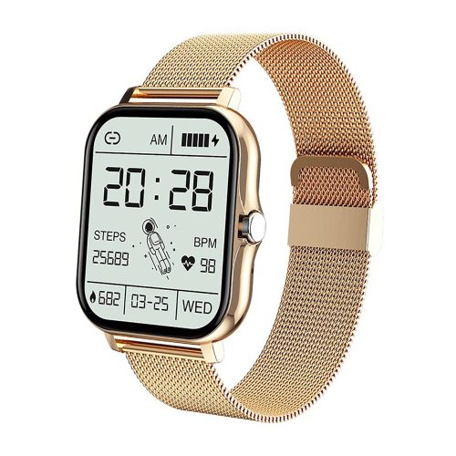 Inteligentné hodinky Lige v ružovozlatej farbe so slovenským menu a darčekovou remienkou.