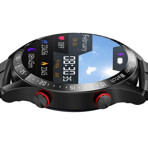 Inteligentné hodinky Longers, čierna oceľová remienka