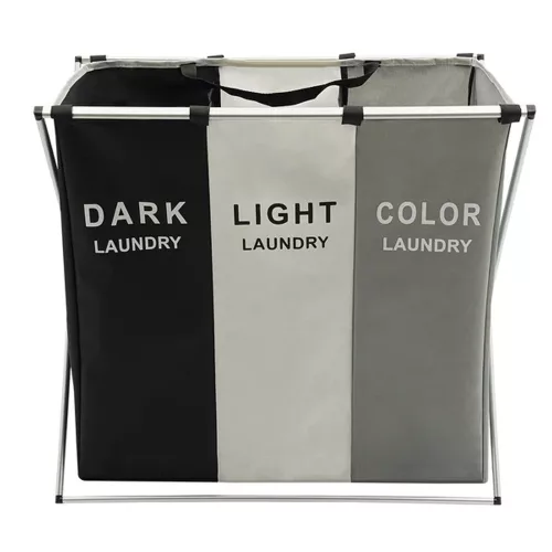 3-priehradkový skladací kôš na bielizeň