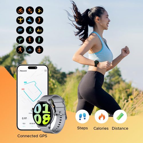 Laxasfit GT2 inteligentné hodinky, strieborné