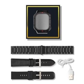   V bunke je text: ZTfit ZT09-HM Čierne inteligentné hodinky, čierne silikónové, kovové a kožené remienky.