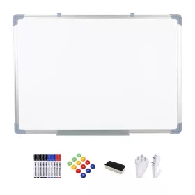  Magnetická biela tabuľa – tabuľa na zavesenie na stenu s možnosťou stierania, vhodná do domácnosti, kancelárie a na výučbu, 60 x 90 cm