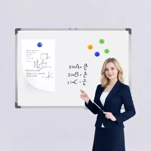 Kétoldalú mágneses fehértábla – falra akasztható, letörölhető írótábla otthonra, irodába és oktatáshoz, 90x120 cm