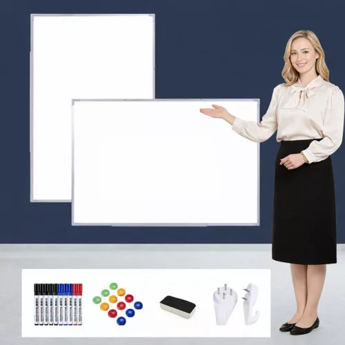 Kétoldalú mágneses fehértábla – falra akasztható, letörölhető írótábla otthonra, irodába és oktatáshoz, 100x150 cm