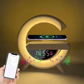   Mini multimediálny reproduktor s Bluetooth, bezdrôtová nabíjacia podložka, budík, RGB LED lampa