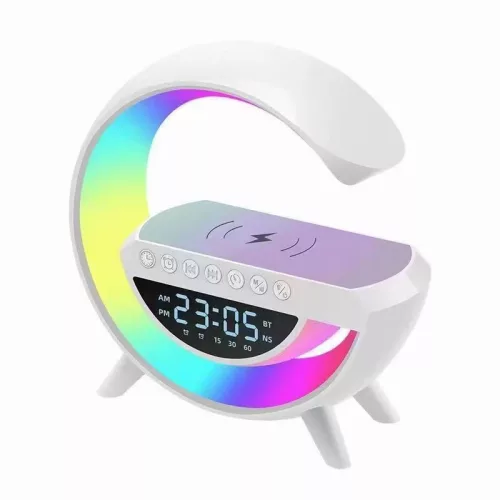 Mini multimediálny reproduktor s Bluetooth, bezdrôtová nabíjacia podložka, budík, RGB LED lampa