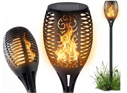 Solárna lampa, fakľa, LED lampa, 78 cm, na zapichnutie do záhradného stĺpika