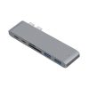 USB rozdeľovač HUB pre MacBook - sivá farba, Type-C, USB 3.0, SD, Micro SD, TF