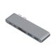 USB rozdeľovač HUB pre MacBook - sivá farba, Type-C, USB 3.0, SD, Micro SD, TF