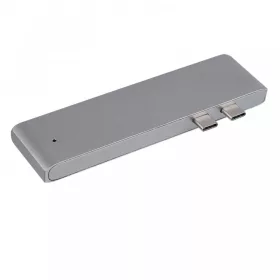   USB rozbočovač (HUB) pre MacBook – sivá farba, Type-C, USB 3.0, SD, Micro SD, TF