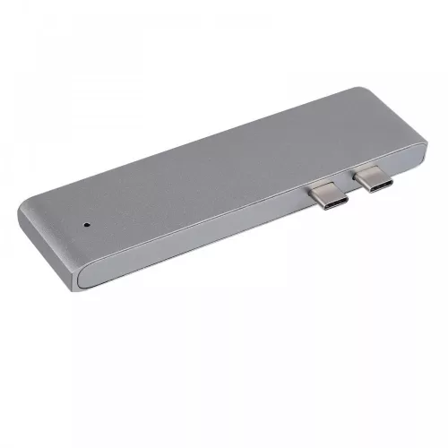 USB rozbočovač (HUB) pre MacBook – sivá farba, Type-C, USB 3.0, SD, Micro SD, TF