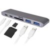 USB rozdeľovač HUB pre MacBook - sivá farba, Type-C, USB 3.0, SD, Micro SD, TF