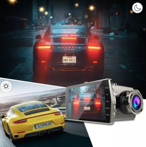 Autokamera V5 s dvojitým objektívom a HD displejom