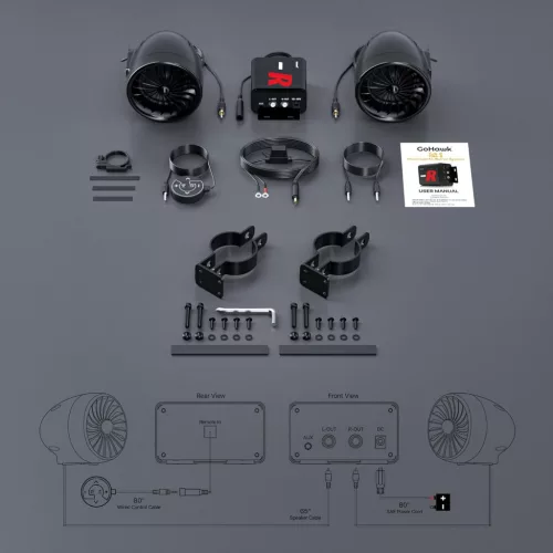 Sada vodotesných stereo reproduktorov pre motocykel s Bluetooth – Bluetooth + FM rádio + AUX