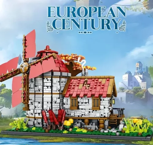 2296 db-os Középkori Szélmalom Építőjáték – Nagyméretű Épületmodell