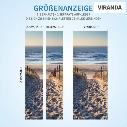 VIRANDA 3D Öntapadós Ajtómatrica – Tengerpart (77 × 200 cm) – PVC, Vízhatlan, Dekoráció