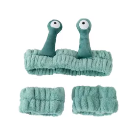   Csigaszem plüss fejpánt – Aranyos, rugalmas hajpánt arcmosáshoz és bőrápoláshoz + 2 db csuklópánt