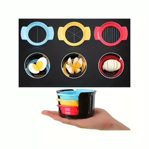 Rozsdamentes acél 3 az 1-ben tojásszeletelő és vágó készlet