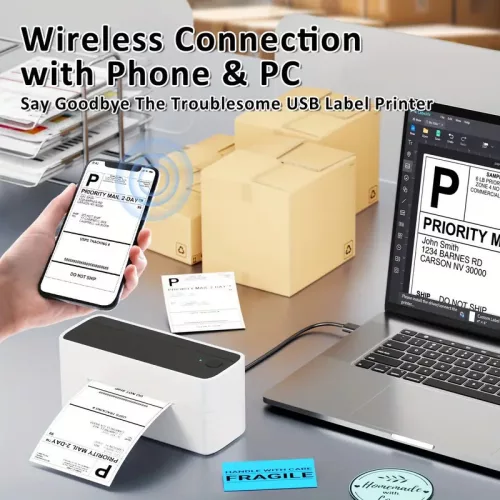 Phomemo Vezeték Nélküli Hőcímke Nyomtató (10,16 × 15,24 cm) -zöldeskék