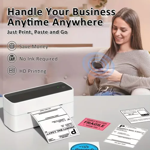 Phomemo Vezeték Nélküli Hőcímke Nyomtató (10,16 × 15,24 cm) -zöldeskék