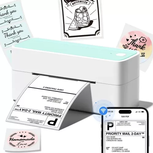 Phomemo Vezeték Nélküli Hőcímke Nyomtató (10,16 × 15,24 cm) -zöldeskék