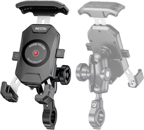 iMESTOU lopásbiztos motoros telefontartó – alumínium, 1" golyós rögzítéssel