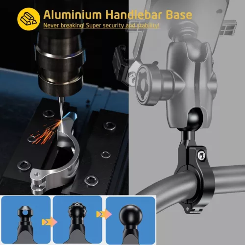 iMESTOU lopásbiztos motoros telefontartó – alumínium, 1" golyós rögzítéssel