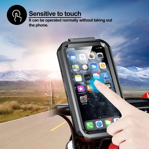 iMESTOU IP67 vízálló motorkerékpár telefontartó L-es méret – vezeték nélküli és USB-C töltéssel