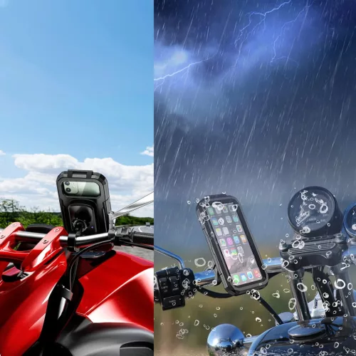 iMESTOU IP67 vízálló motorkerékpár telefontartó L-es méret – vezeték nélküli és USB-C töltéssel
