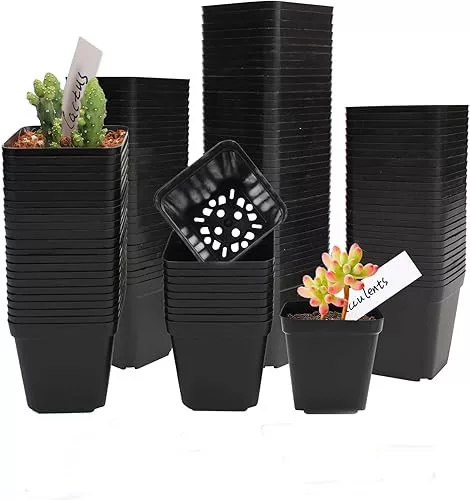 Műanyag Virágcserép 10 darabos szett , palántákra, szögletes, 6 x 6 x 5,5 cm