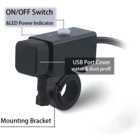   USB nabíjačka do auta iMESTOU – 5 V, 2,1 A, vodotesná, s dvoma USB portmi, s vypínačom a poistkou (12 V/24 V)