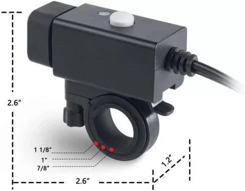iMESTOU Motoros USB Töltő – 5V 2.1A, vízálló, dupla USB, kapcsolóval és biztosítékkal (12V/24V)