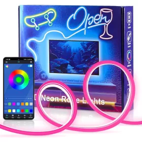   Flexibilný RGB LED neonový pás 1x10 m – aplikácia + diaľkové ovládanie, synchronizácia s hudbou, IP67