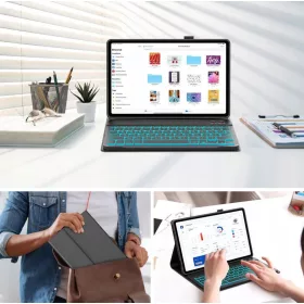   S trackpadom, podsvietením - Prémiové puzdro s Bluetooth klávesnicou pre tablet Xiaomi Redmi Pad SE kompatibilný s 11" (2023)