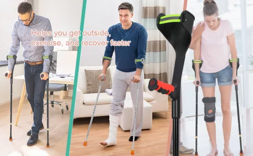 Sada 2 ks, nastaviteľná výška, ergonomický dizajn, sivá rukoväť - ELorgzem Sada skladacích barlí na predlaktie